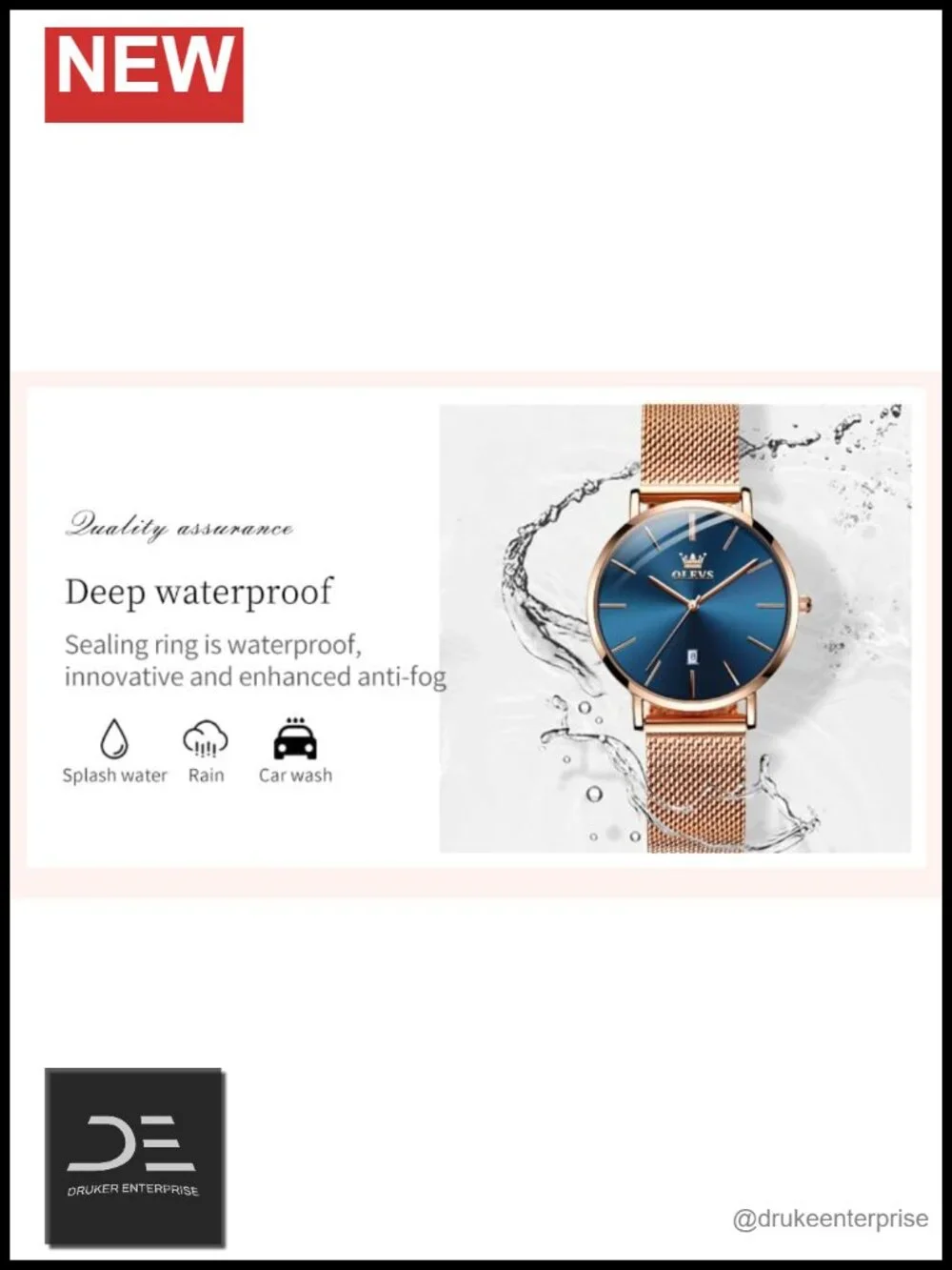 Women's Thin Minimalist Watch with Leather Band Water Resistant Quartz Analog